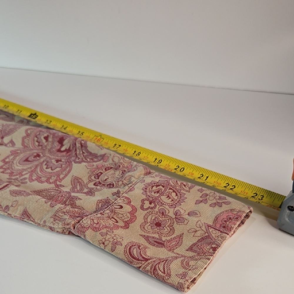 Levi Western Rodeo Corduroy Paisley Pearl-Snap Shirt in Pink and Tan Long Sleeve - Picture 8 of 12